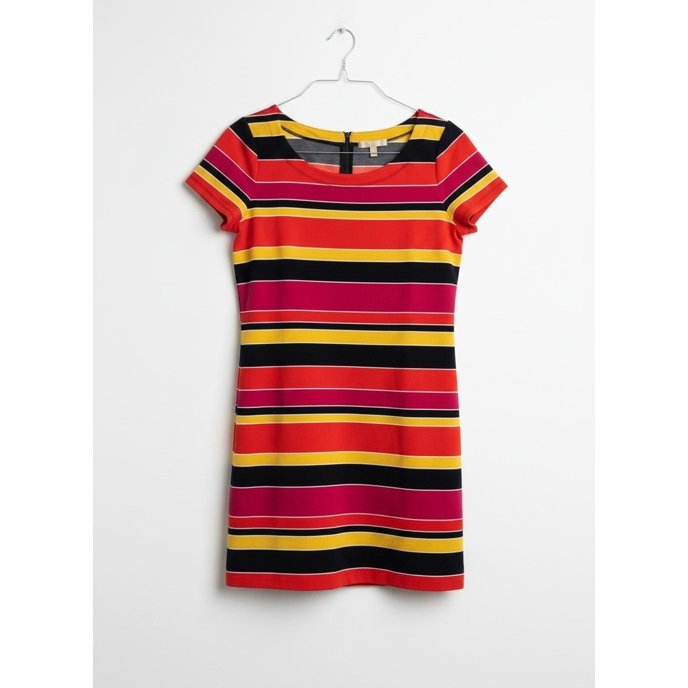 Banana Republic Womens Multi Color Striped Sheath Dress Red Pink Yellow Size 14